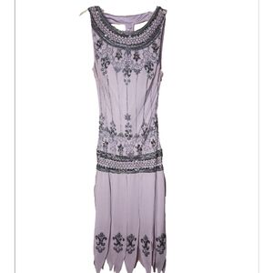 Sue Wong Lavender Beaded Sleeveless Flapper Inspired Dress Size 2